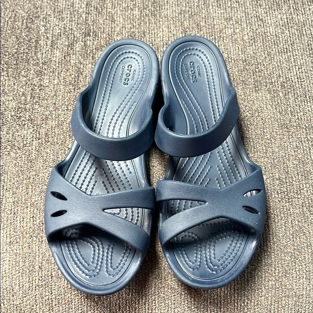CROCS Navy Slide Sandals Size 9